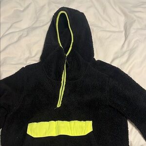Pacsun Black Fuzzy Hoodie with Neon Accents